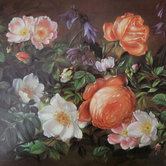 Vintage Set of 6 English Life Cork Back Placemats Classical Rose Grey 12" x 9" - Picture 3 of 5